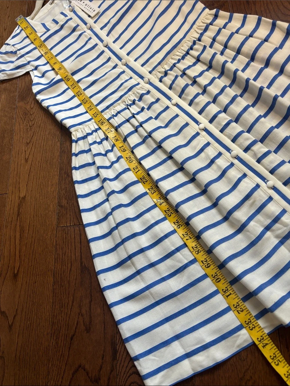 NEW NWT Alice + Olivia Blue White Striped York Button-Front Dress 100% Viscose